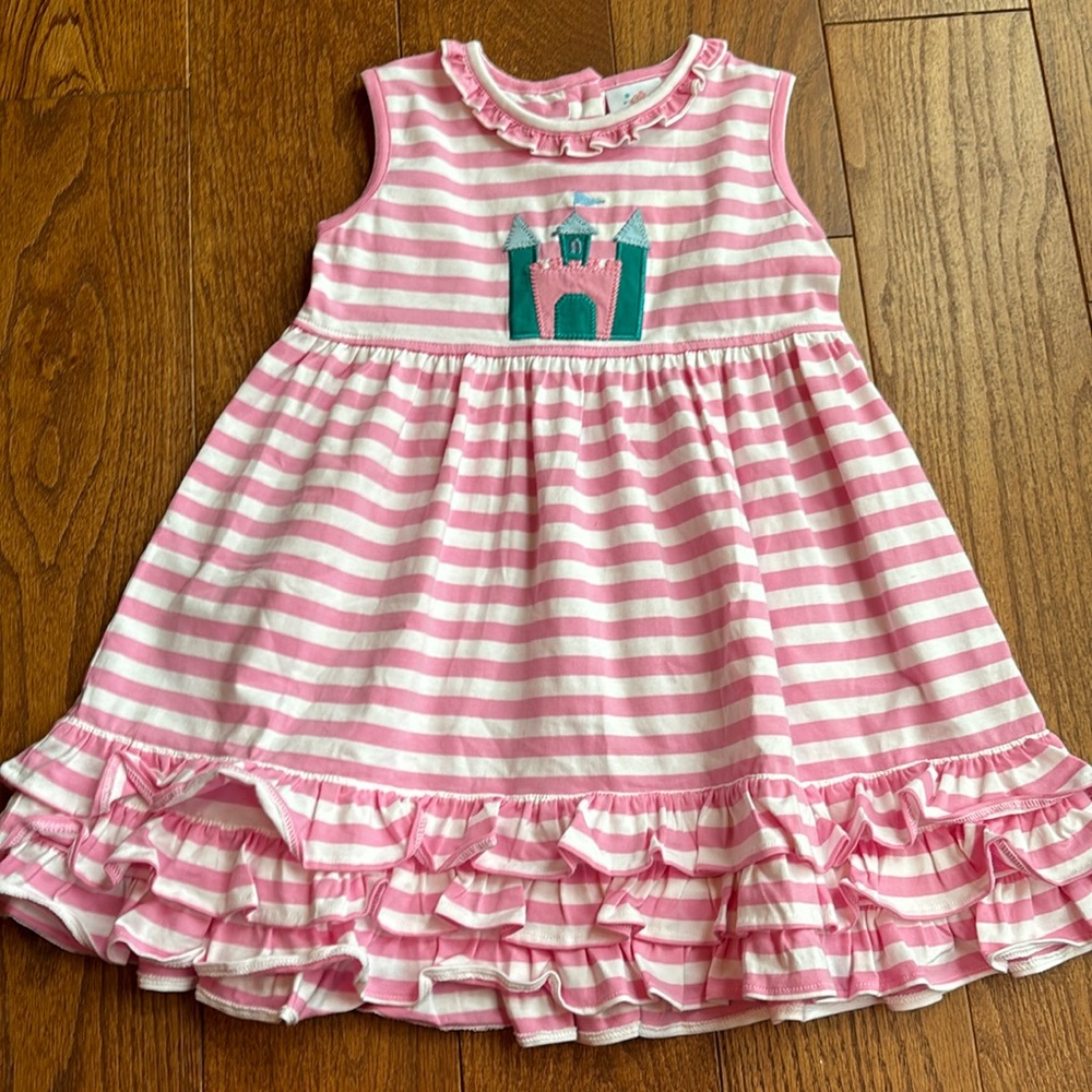 Stitchy Fish toddler dress castle appliqué size 3T